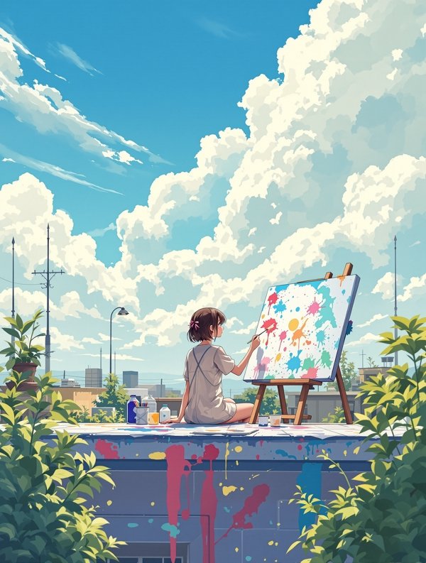 少女的天空画廊 - 日常治愈动漫封面